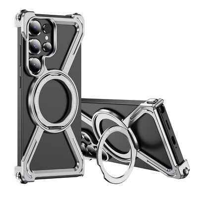 Ring Magsafe Case For Samsung S25 Ultra iPhone Google Titanium Alloy Metal Cover