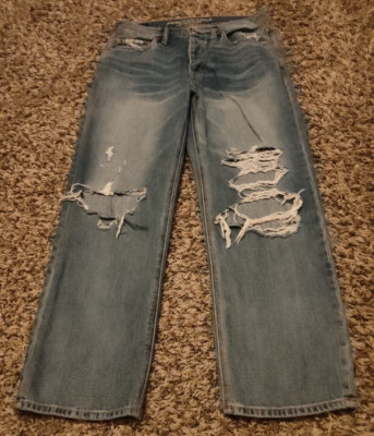 American Eagle Jeans Womens 8 Medium Wash Vintage Hi Rise Straight Distressed