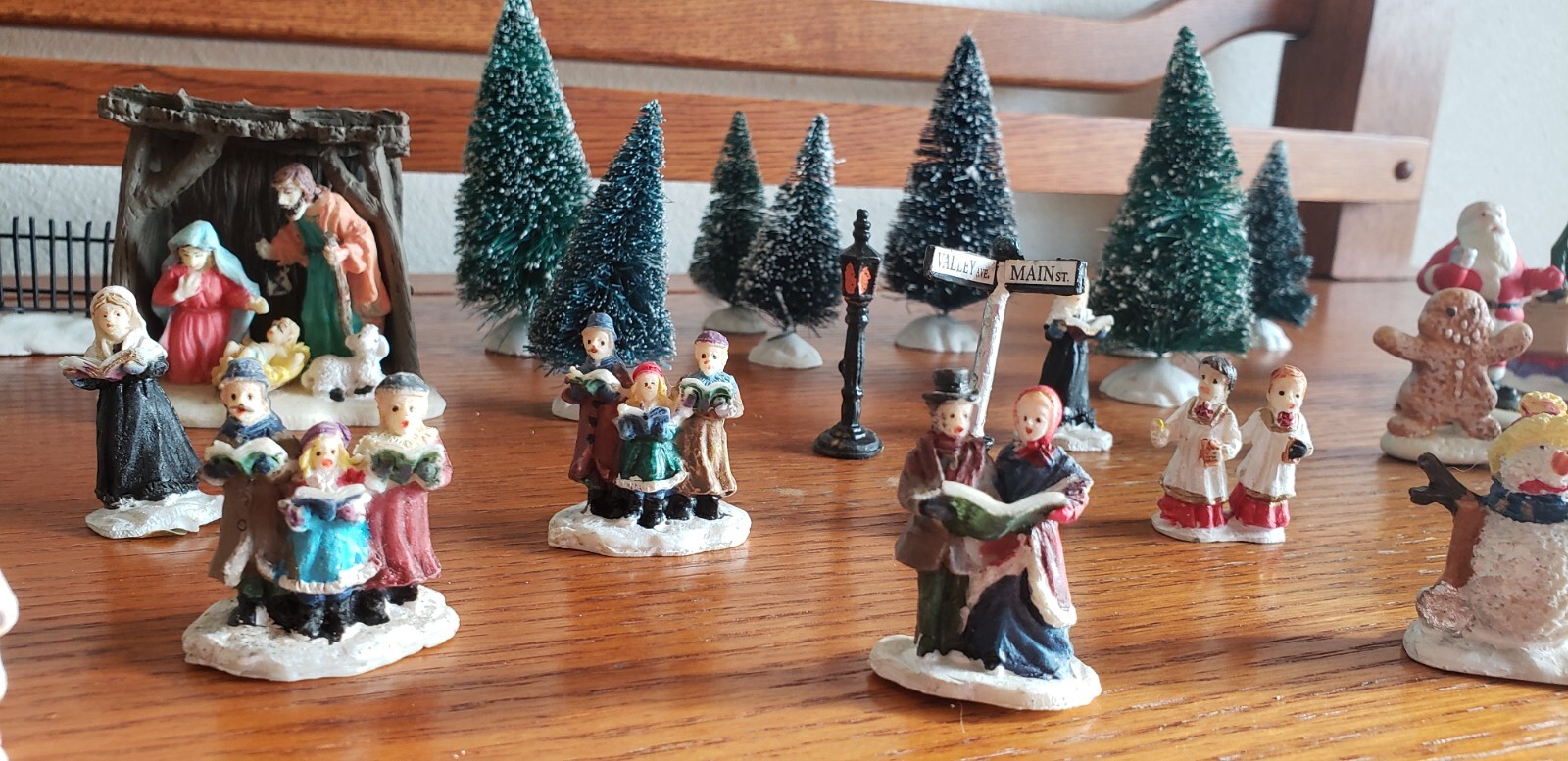 Christmas Village Accessories Lot 36 pieces Figures, Posts, Carolers