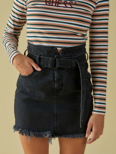 GUESS Women's Belted '80s Denim Skirt 