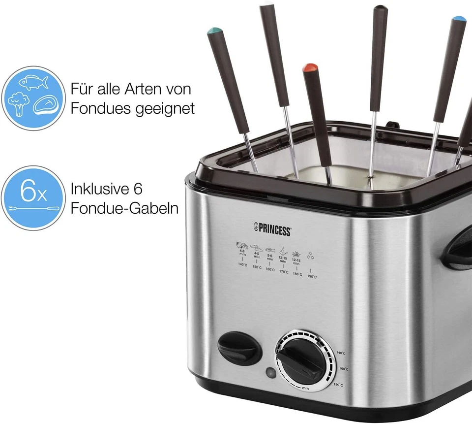 Princess Mini-Fritteuse mit Fondue, schnelle Erwärmung Geruchsfilter - Bild 2 von 4