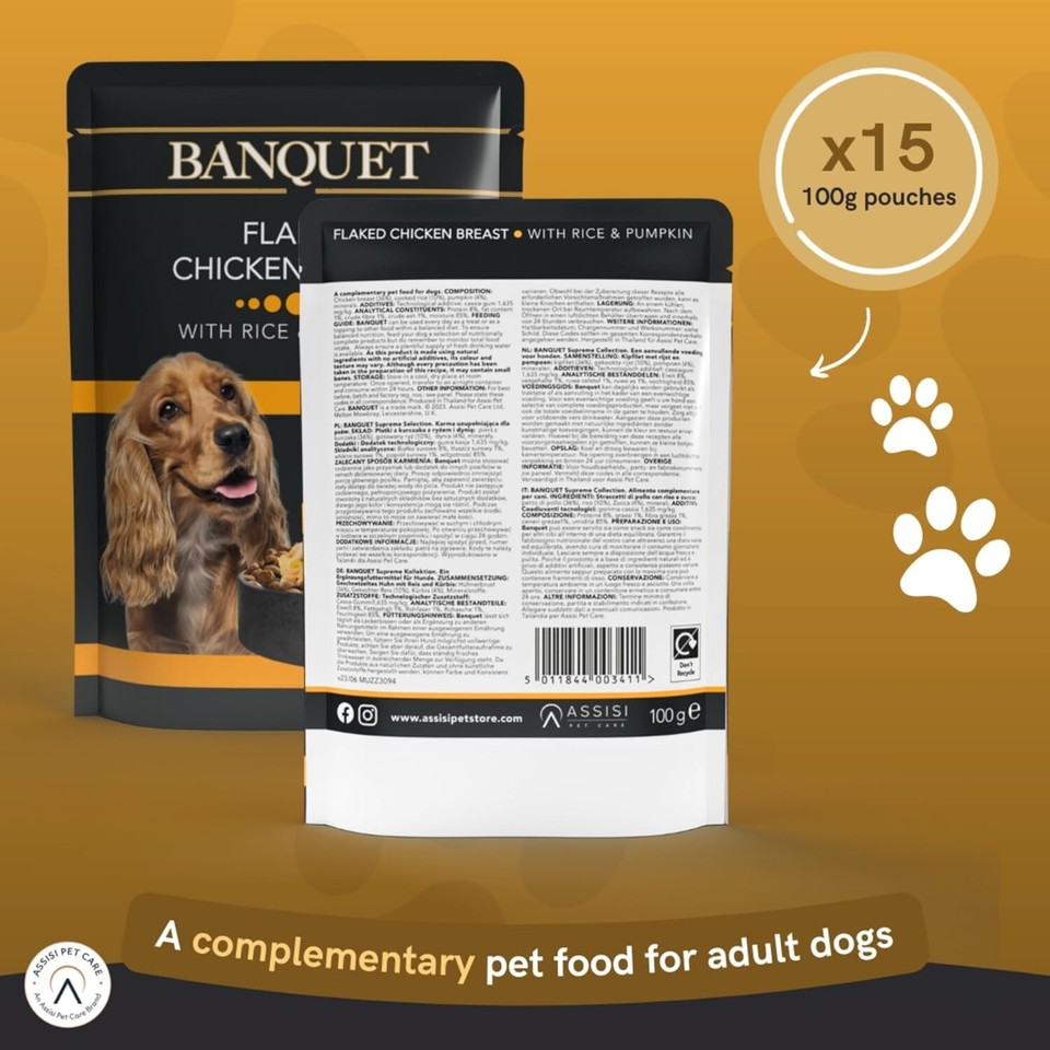 HiLife Banquet Dog Food Flaked Chicken with Rice and Pumpkin, 15 x 100