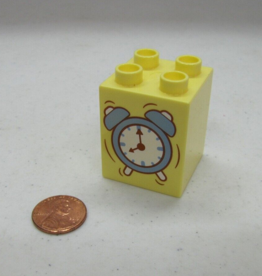 Lego Duplo Alarm Clock Blue Stuffed Animal Bunny Rabbit Printed Yellow  Block