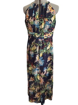 SOHO Apparel Floral Racerback Maxi Dress Navy Multicolor Lightweight S/M