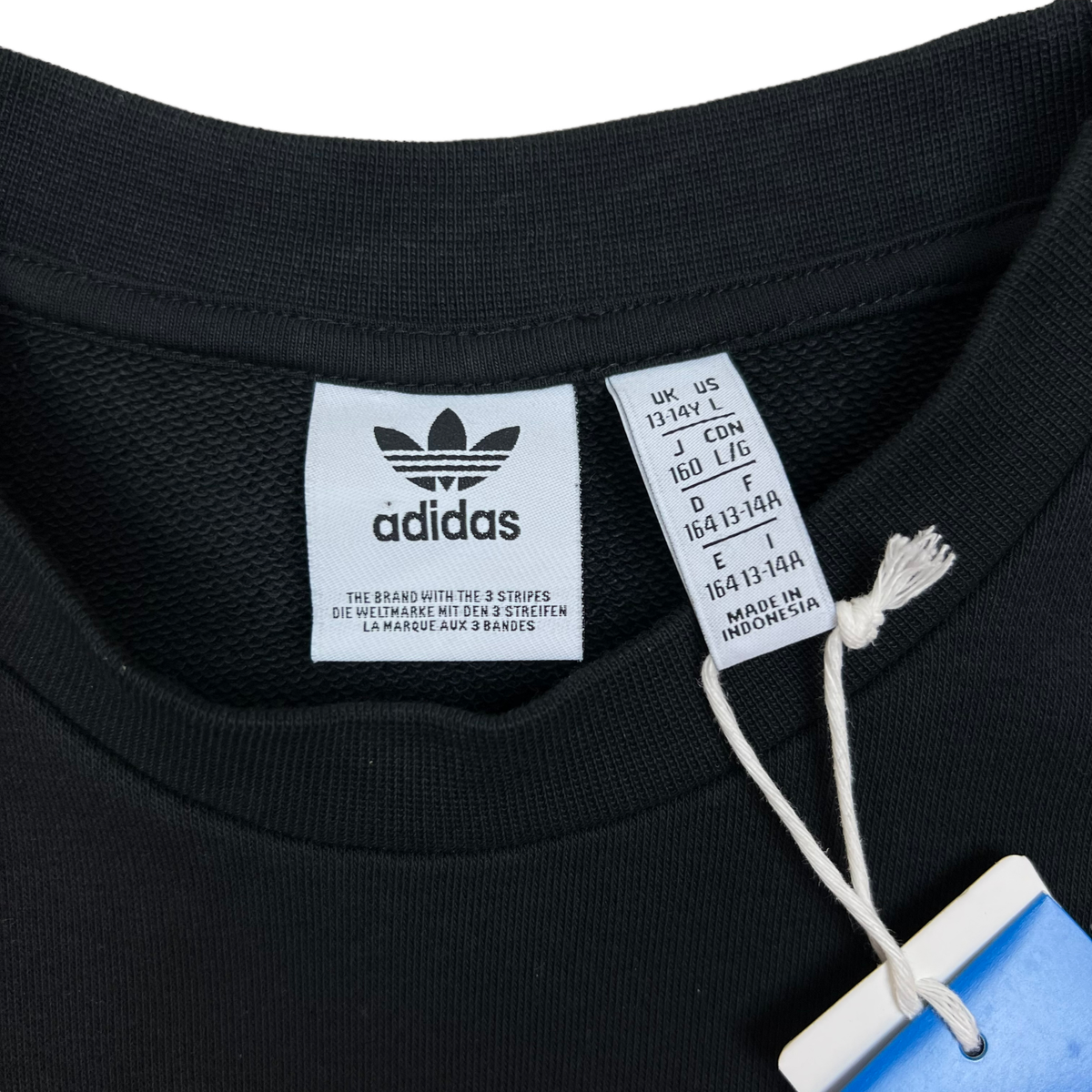 ADIDAS Youth Sz Large Big Trefoil Crew Neck Sweatshirt Black White