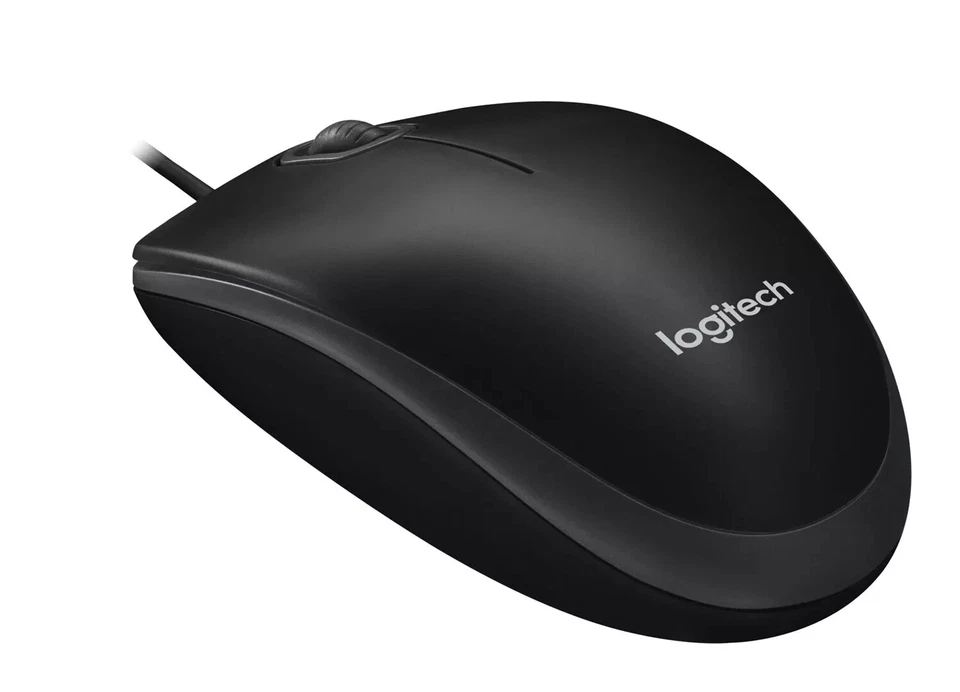 Logitech B100 Wired USB Optical Mouse - 1000dpi, 3-Button, Ambidextrous, Black - Image 2 of 4