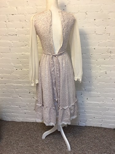 Gunne Sax Jessica McClintock vintage anni 70 abito prateria corsetto lilla calico taglia 5 - Foto 8 di 12