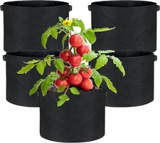 5 Pack Potato Grow Bags 5 Gallon with Flap, Heavy Duty Fabric with Handle