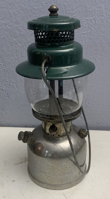Vintage May 1948 Coleman Camping Lantern 242C Made in USA Two Tone Green Silver