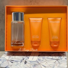 Clinique Happy Perfume 3 Pcs Set - 3.4oz 100mL EDP  Body Cream  Wash, NIB