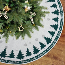 Christmas Tree Skirt 48 Inches Snowflake Green Knitted Christmas Tree Mat