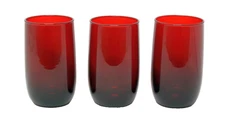 3 Vintage Anchor Hocking Royal Ruby Red Juice Tumblers In Excellent Condition