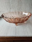 Indiana Glass Pink Depression Glass Four Footed Foot Bowl Harvest Grape Pattern
