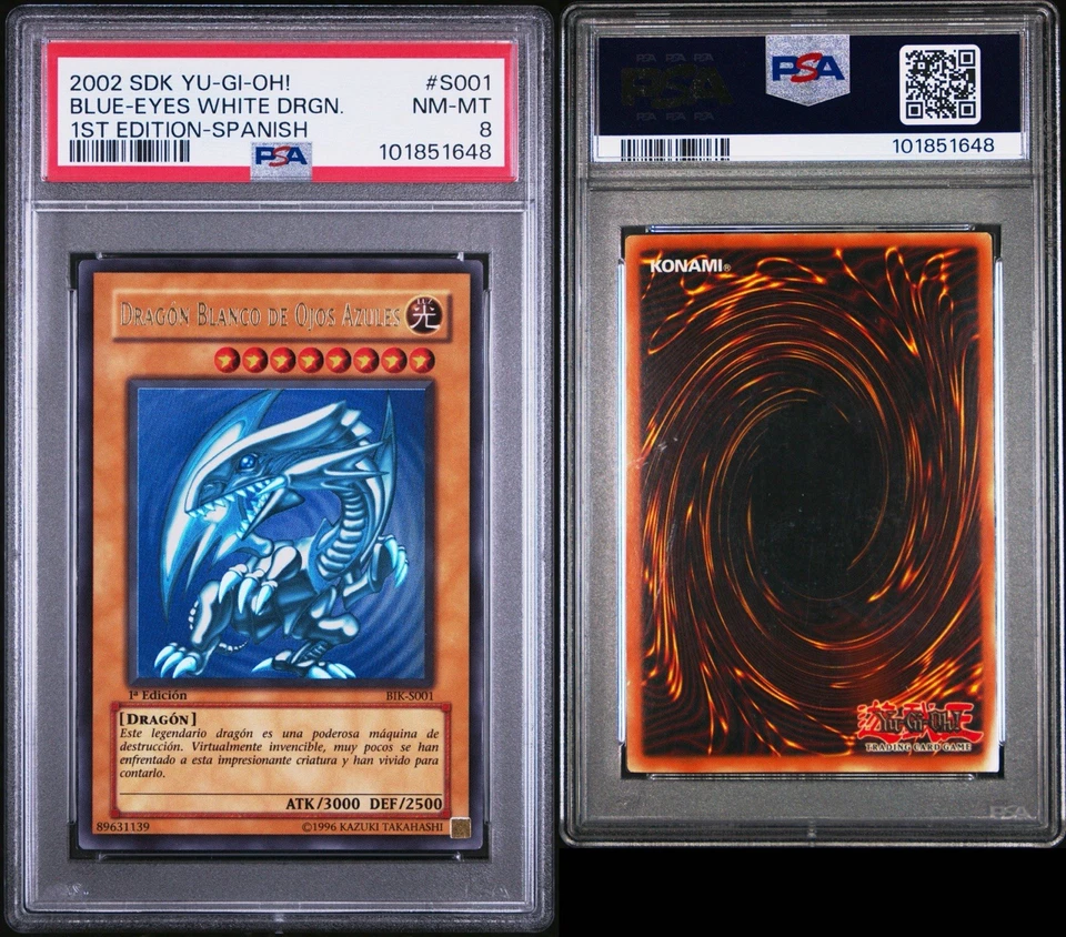 Blue-Eyes White Dragon 1st Ed Spanish SDK-001 BIK-S001 PSA 8 -NM/ MINT - Image 3 of 3
