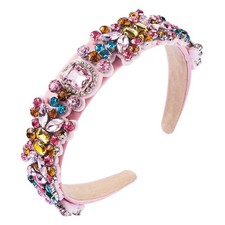 Wide Padded Bejeweled Headband Baroque Rhinestone Hairband Women Party Hair Acce