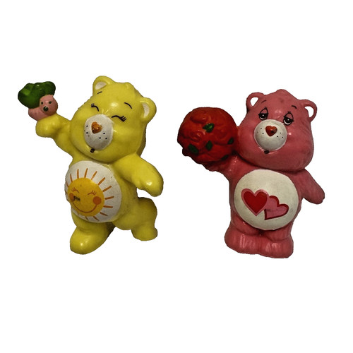 Vintage 80s AGC 1983 Care Bears Figures Cheer Bear Funshine Bear PVC Lot of 2