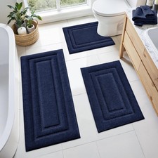 Bathroom Rugs Sets 3 Piece, Microfiber Shaggy Bath Mat Set, Non-Slip Ultra So...