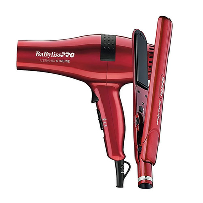 #ad BaBylissPRO Ceramic Xtreme RED Dryer amp; 1quot; FLAT Straightening Iron Set $59.99