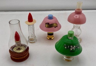 5 Mid Century Mini Novelty Perfume Bottles Oil Lamp Minneapolis Lamp Souvenier