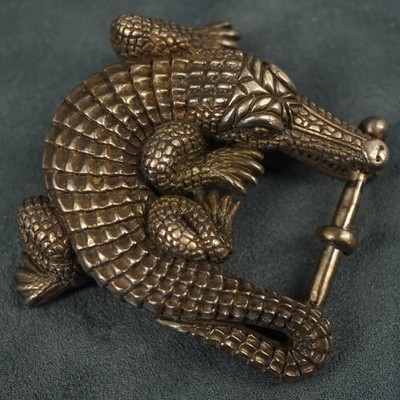 Barry Kieselstein-Cord Sterling Silver Alligator Belt Buckle - Free Shipping USA