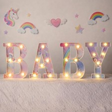 Realspring Baby Shower Sign Babe Marquee LED Letters Battery Operated Light u...