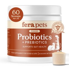 Fera Pets Organic Probiotics for Dogs  Cats with Prebiotics, 60 72g, Orange
