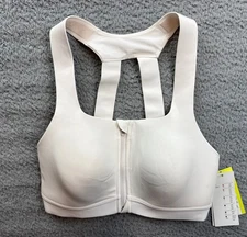 All in Motion Womens 34B Cream Sculpt High Support Zip Front Sports Bra