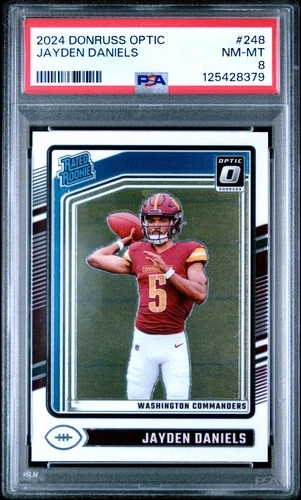2024 PANINI DONRUSS OPTIC #248 JAYDEN DANIELS ROOKIE RC PSA 8