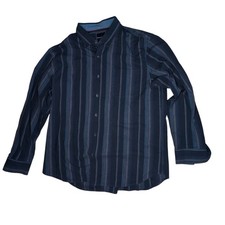 Tommy Bahama Mens XL Button Down Shirt Blue Striped Long Sleeve Silk Blend