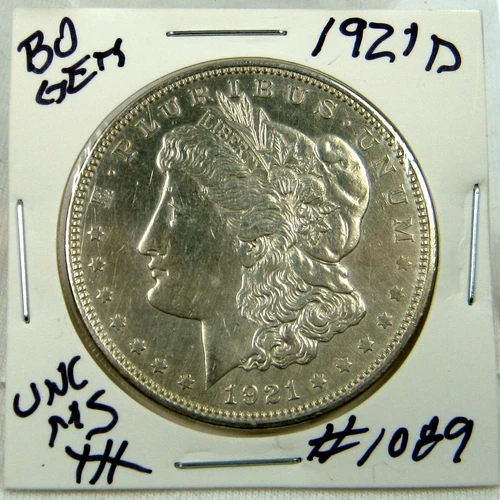 1921-D MORGAN SILVER DOLLAR FROM ORIGINAL BANK BAG GEM BU US MINT #1089