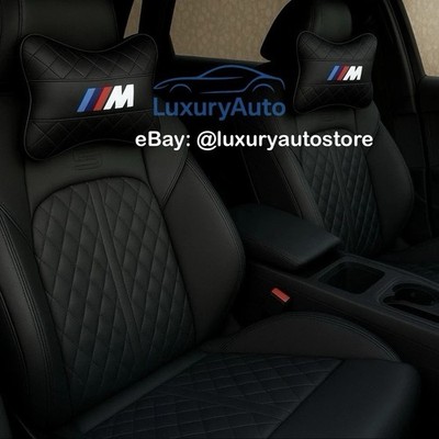 Premium Gestepptes BMW M Sport Nackenkissen | Kopfstützenstütze | Schwarz | BMW M Logo