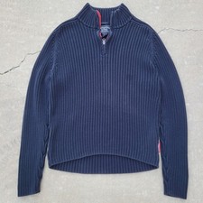 Vintage Abercrombie  Fitch Sweater Mens XL Blue Y2K Muscle Ribbed 1/4 Zip