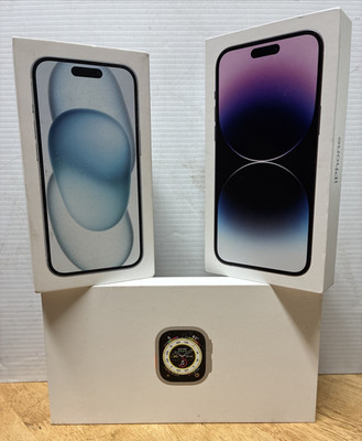 Lot of 3 Apple EMPTY BOXS iPhone 15, 14 Pro Max and Watch Ultra 49mm Titanium