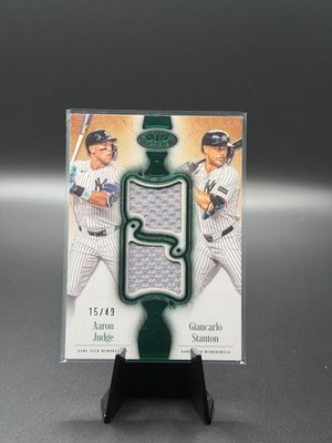 AARON JUDGE GIANCARLO STANTON 2026 TOPPS TIER ONE DUAL PATCH GREEN /49 game worn