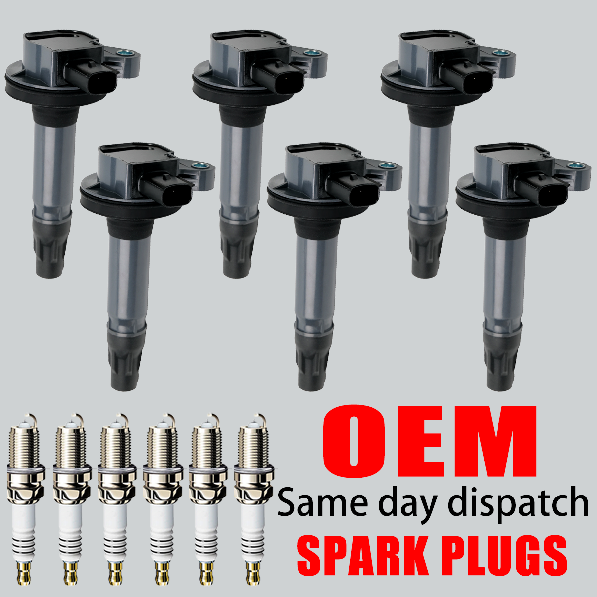 6X OEM Ignition Coil & 6X Iridium Spark Plug for Ford Lincoln 3.5L 3.7L V6 UF553