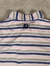 FootJoy Polo Men s Relaxed Fit Stripe Performance Golf Shirt Gray Pink White XL