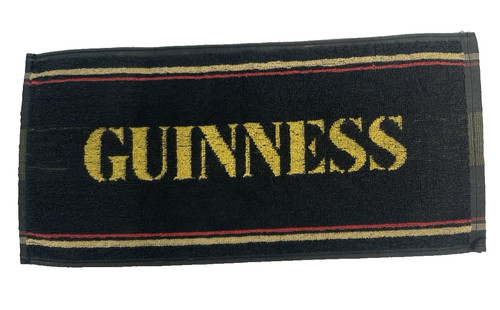 Vintage Guiness Beer Bar Pub Counter Cotton Towel 18.5" x 9" Black Red Gold