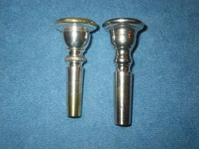LOT OF 2 UNBRANDED CORNET or BUGLE MOUTHPIECES - VINTAGE - SILVER PLATED