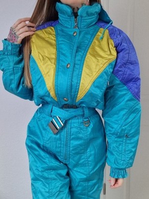 Descente Retro Vintage Skianzug Skioverall Schneeanzug Ski Anzug Overall türkis