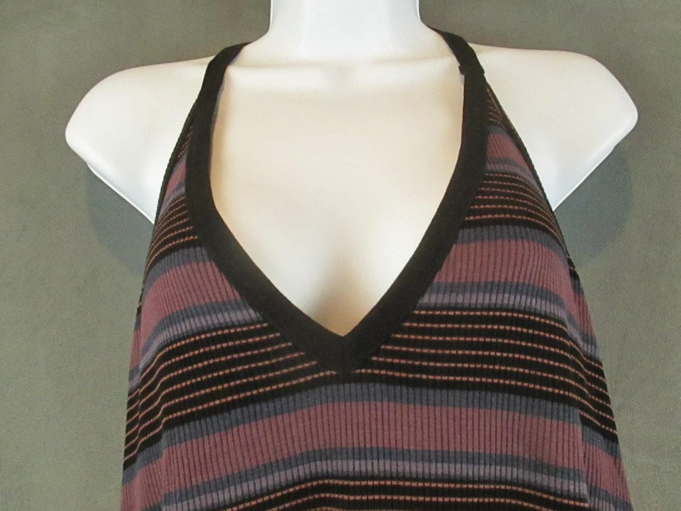 Camiseta sin mangas Free People We The Free para mujer mediana negra púrpura a rayas espalda deportiva Foto 2 de 4