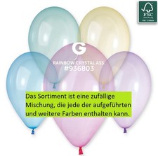 Gemar 204 Crystal Rainbow Assortment 33cm 13 Inch G120 Latex Luftballon 50 St&uuml;ck