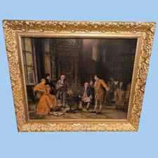 Vintage ''The Conference'' by Margaret Dovaston Wooden Frame Print 70cm x 59cm