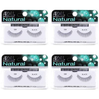 Natural Lashes False Eyelashes 109 Black (4 Pack)