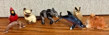 Vintage Hagen-Renaker  Miniature Ceramic Animals Camel Dolphin Owl Cat Lot of 6