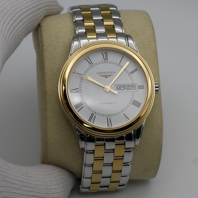 Longines Flagship 38.5mm Day-Date Steel White Dial Automatic Watch L4.899.3.21.7