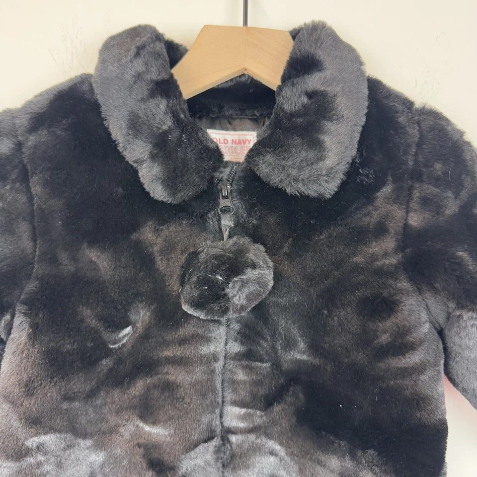 Antiguo Abrigo Azul Marino Niño Talla 3T Niña Negro Imitación Piel Invierno Guisante Cremallera Difuso Foto 2 de 4