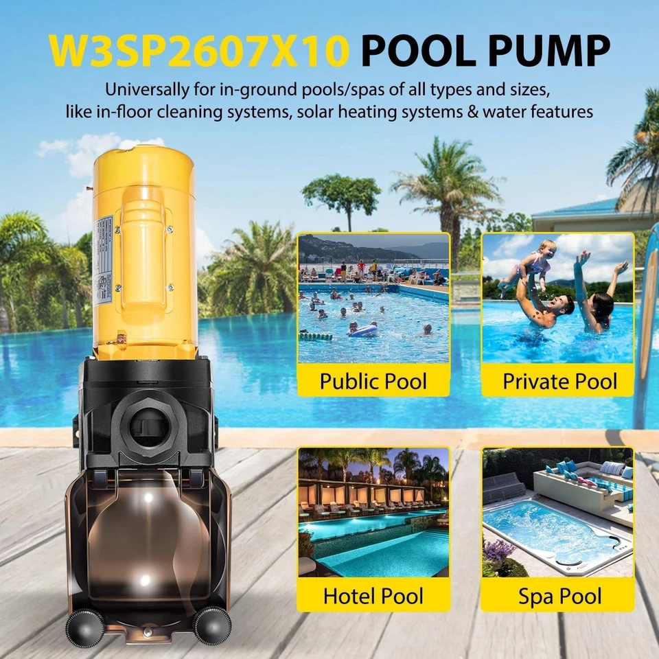 W3SP2607X10 Pool Pump 1 HP 115/230 V One Speed Replacement for Hayward SP2607X10 - Image 3 of 4