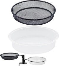 Bird Feeder Station with Metal Mesh Tray and Water Bowl for Outdoor Deck Railing