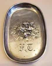 Rare 1904 Unger Bros. sterling Loves Dream pin, vanity, ash, trinket tray holder