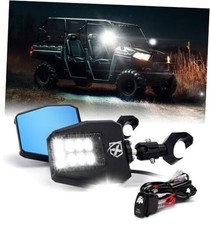 UTV Side View Mirrors,Heavy Aluminum w/LED Spot Clear Lens w/ Puddle Lights